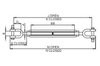 US Type Turnbuckle Fork And Fork Drawing
