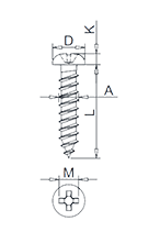 Cross Recess Pan Head Tapping Screw DIN7981 Drawing