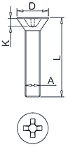 Cross Recessed Countersunk Screw DIN965 Drawing