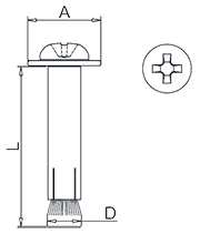 Cross Recessed Pan Head Internal Expansion Screw Drawing