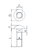 Cup Square Neck Bolts DIN603 Drawing