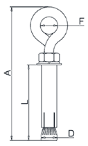 Internal Expansion Screw with Eye Drawing Internal Expansion Screw with Eye Drawing