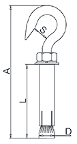 Internal Expansion Screw with Hook Drawing Internal Expansion Screw with Hook Drawing