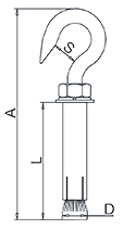 Internal Expansion Screw with Hook Drawing