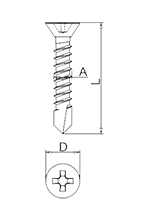 Self Drilling Screws with Countersunk DIN7504P Drawing