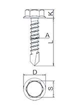 Self Drilling Screws with Hexagon Flange Head DIN7504K Drawing