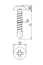 Self Drilling Screws with Pan Head DIN7504N Drawing