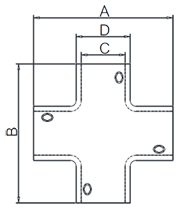 4 Way Cross Rail Connector Drawing