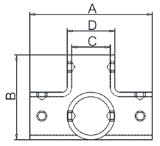 4 Way Tee Rail Connector Drawing