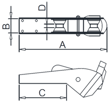 Bow Roller with Rocker Plate Drawing