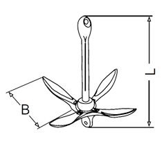 Folding Grapnel Anchor Drawing