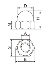 Hexagon Domed Cap Nut DIN1587 Drawing Hexagon Domed Cap Nut DIN1587 Drawing