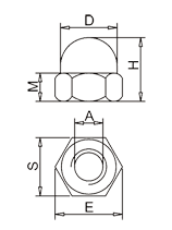 Hexagon Domed Cap Nut DIN1587 Drawing