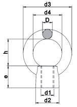 Lifting Eye Nut JIS B1169 Drawing