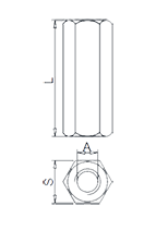 Long Hexagon Nut DIN6334 Drawing