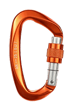 D Shaped Climbing Carabiner Screw Lock Orange