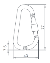 D Type Aluminum Hook with Nut Drawing