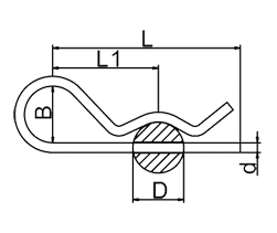 Spring Cotter R-Pin Drawing