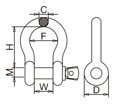 US Type Bow Shackle G209 Drawing