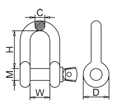 US Type Dee Shackle G210 Drawing US Type Dee Shackle G210 Drawing