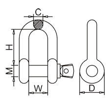 US Type Dee Shackle G210 Drawing