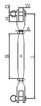 JIS Turnbuckle with Two Forks Drawing