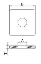 Square Washer DIN436 Drawing