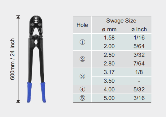 Long Hand Swage Tool Drawing