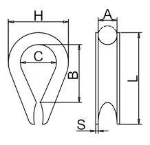 European Wire Rope Thimble Drawing